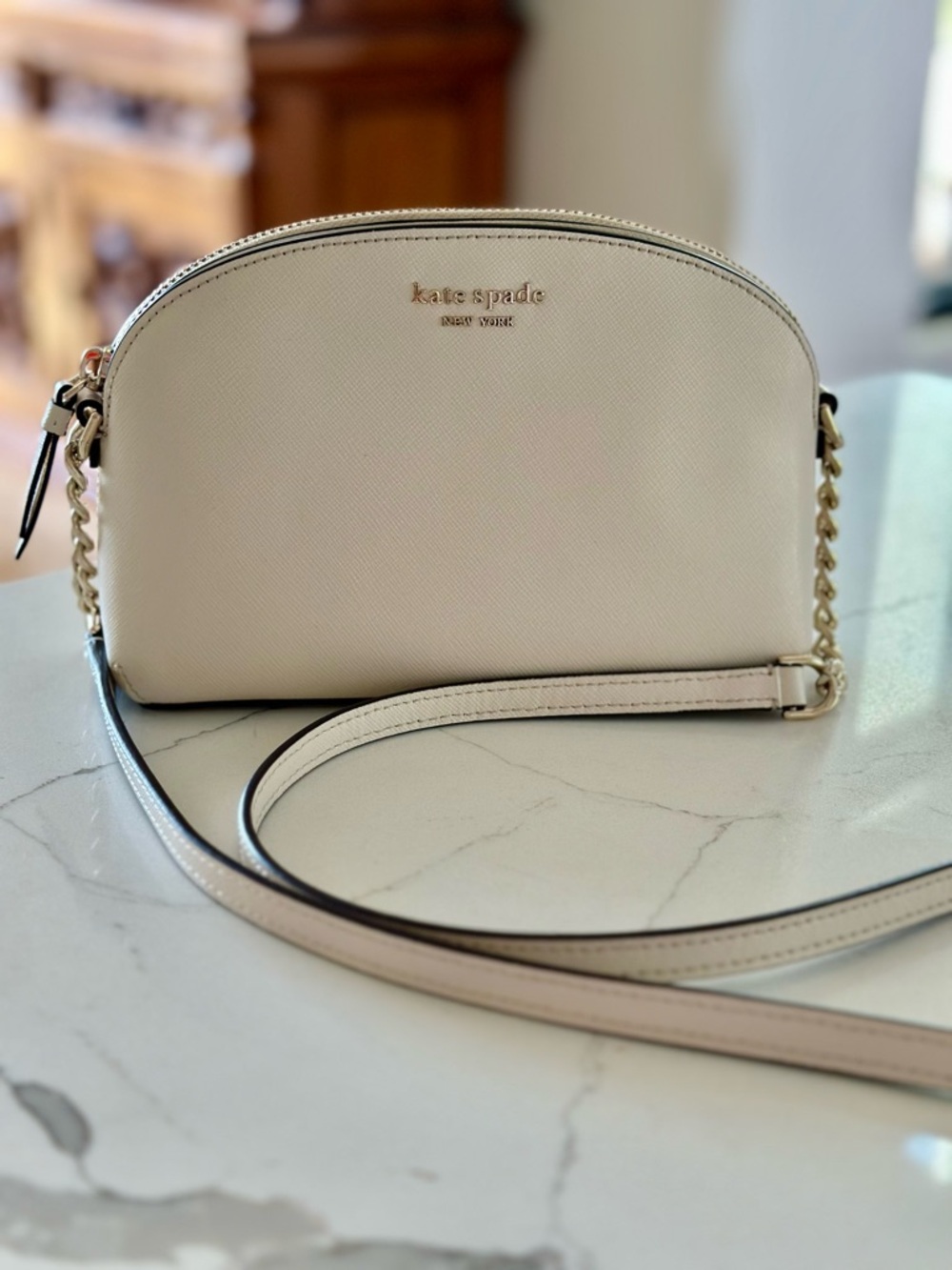 kate spade Cream Dome Crossbody with Chain Strap